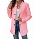 thumbnail image 3 of Blazer de Mujer con Cuello Alto, Informal, de Larga, Cruzado, Elegante, para Oficina y Negocios Rosa L, 3 of 9