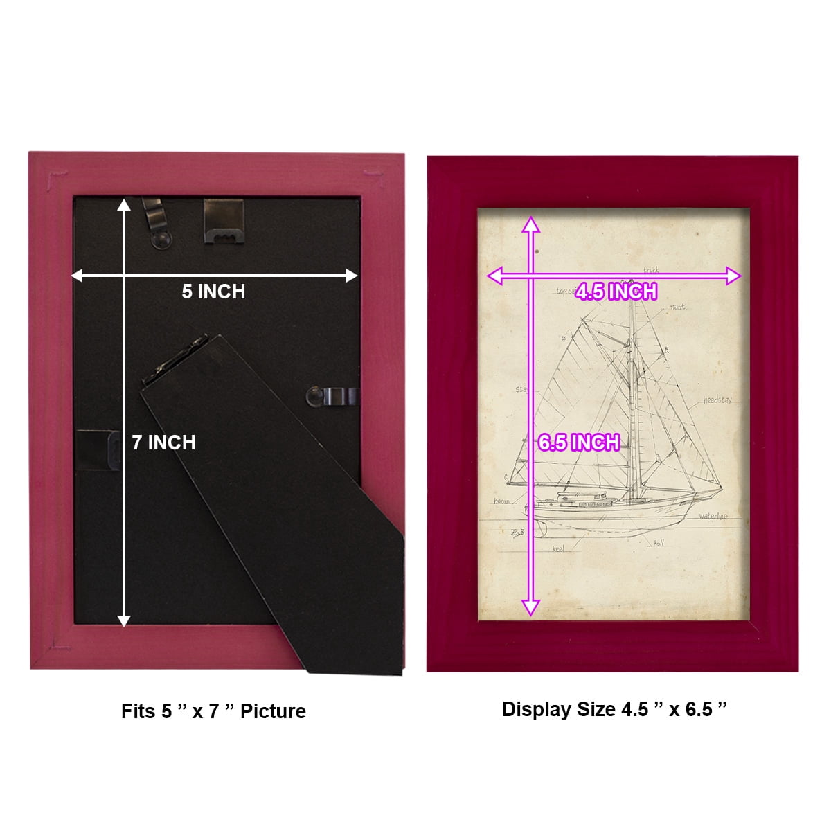 Sailboat Blueprint III -Framed Print w/glass-Cherry Red