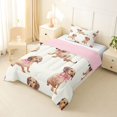 thumbnail image 2 of Homewish Cute Pink Bow Dachshund Twin Comforter Sets,Cartoon Animals Bedding Set,Cream,Pink Reversible,2-Piece,1 Comforter and 1 Pillowcase, 2 of 7