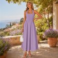 thumbnail image 4 of Quixlent Women's Halter Midi Dress, Summer Sleeveless Backless A-Line Long Dress, Square Neck Vacation Beach Sundress, 4 of 8