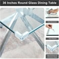thumbnail image 3 of 5-Piece 36" Square Glass Dining Set, Clear Tempered Glass Table & 4 Velvet Chairs with Stainless Steel Legs for Kitchen, Meeting Room, 3 of 8