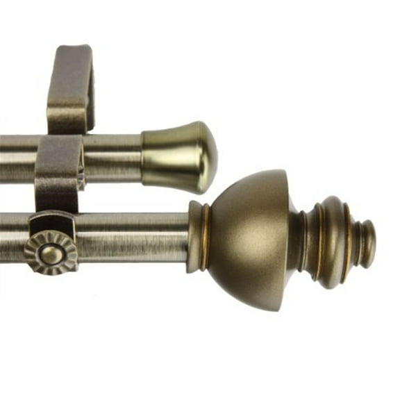 Dynasty Double Curtain Rod 120-170 inch - Antique Brass