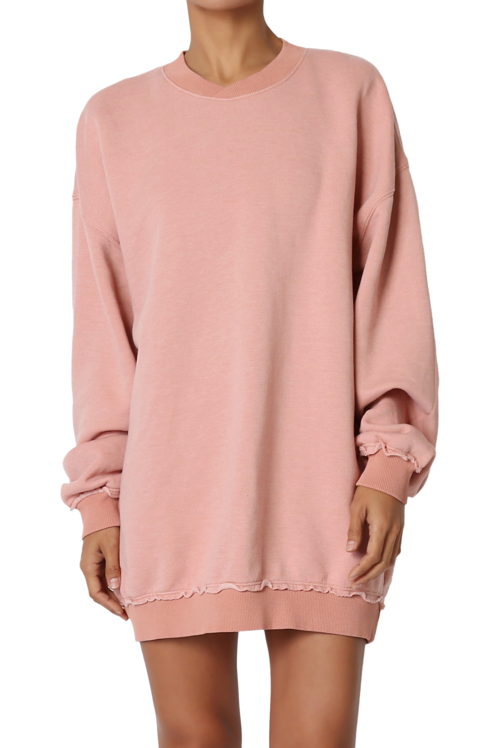 TheMogan - TheMogan Women's Oversized Pigment Dye Fleece Pullover Sweatshirts Pink S - Walmart