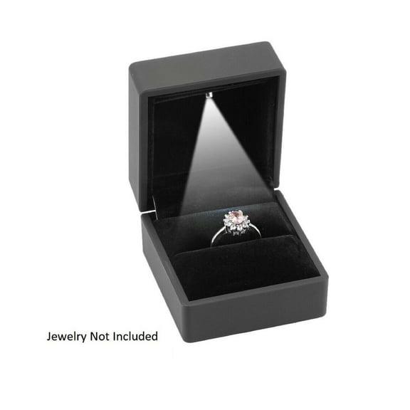 Novel Box Black Leatherette LED Light Engagement / Proposal / Wedding Ring Box