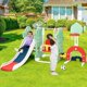 thumbnail image 5 of Historyli Juego infantil 7 en 1 con temática de cactus para interior y exterior,tobogán extralargo de 193 cm con columpio ajustable,tobogán,aro de baloncesto y fútbol,para edades de 1 a 3 años, 5 of 9