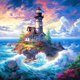 thumbnail image 1 of Kit de pintura por números sobre lienzo, arte al óleo artesanal, imagen de la isla del faro, 40x40cm, 1 of 9
