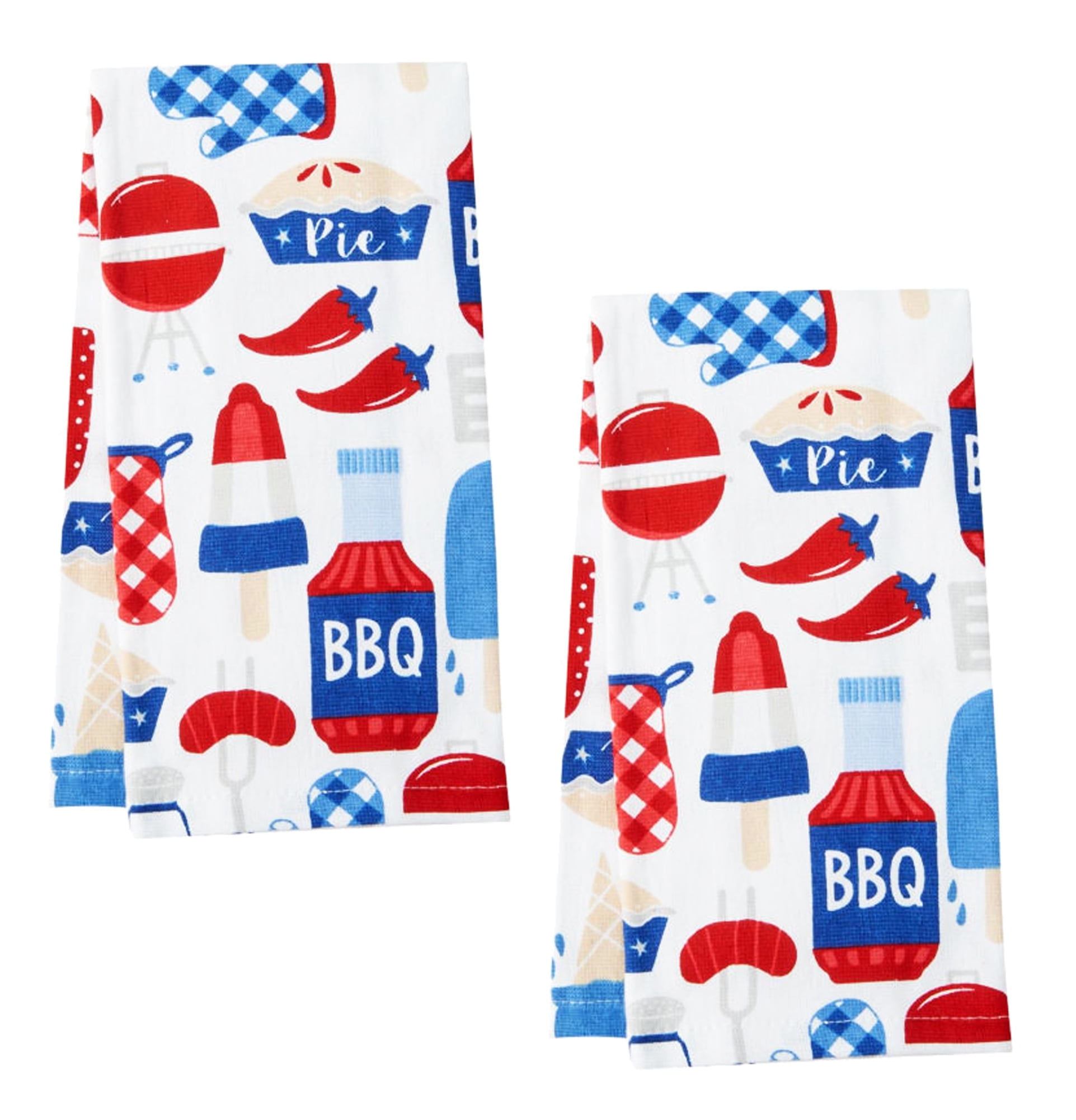 Bbq Cookout 2-Piece Towels Red White Blue Dual Cotton Terry Dishtowels Ritz  - Walmart.com