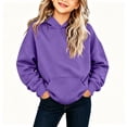 thumbnail image 2 of Yutgune Girls' Solid Pullover Hoodie, Long Sleeve Loose Sweatshirt with Pocket, Sizes 10-12 Years, 2 of 9