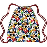 Mickey Mouse and Friends Drawstring Backpack Tote Bag 15 1/2 Inch