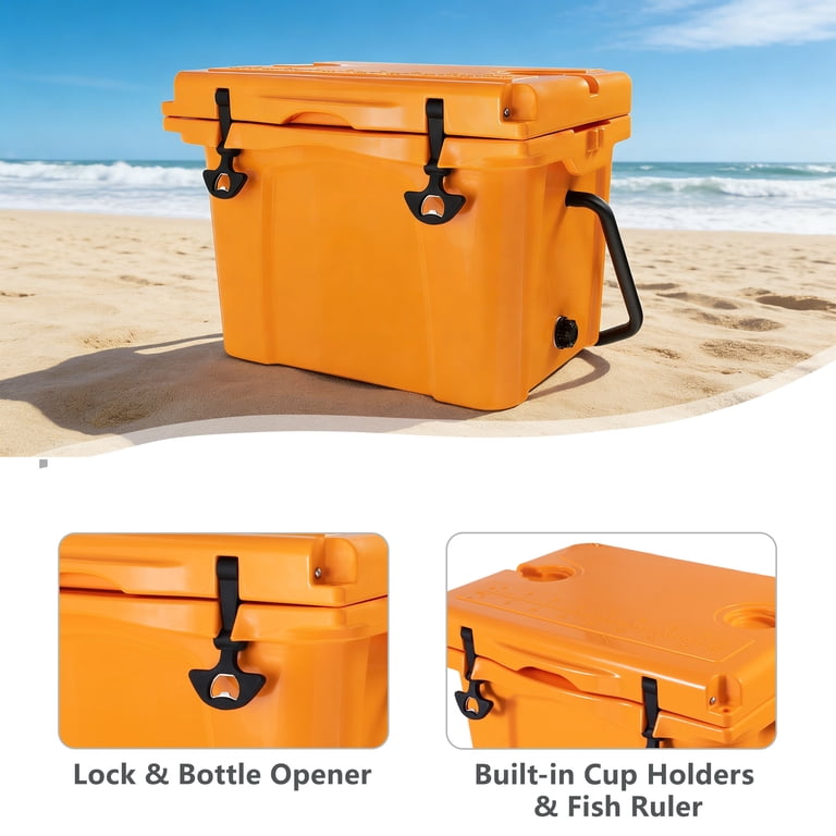 25QT Portable Cooler, Insulated Hard Cooler with Bottle Opener