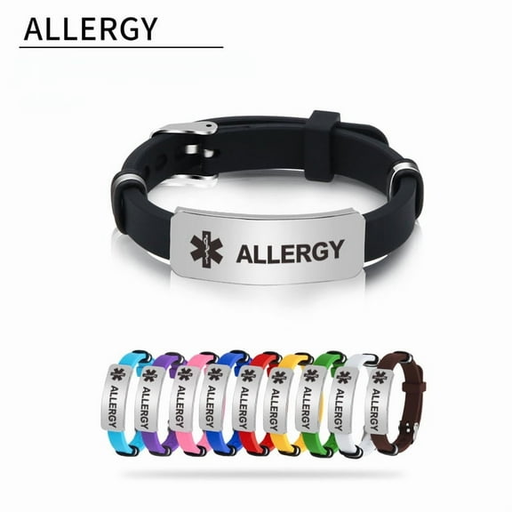 Wollet Medical Alert Bracelet for Men Women,Type 2 Diabetes, Silicone Bracelet