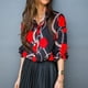 thumbnail image 5 of Camisa De Solapa Camisas casuales de mujer Camisa de solapa suelta estampada a la moda Blusa de calle (Rojo XL) Cgtredaw para Mujer Rojo T S, 5 of 6