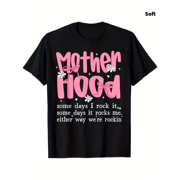 Motherhood Some Days I Rock It Aesthetic Floral Bow Graphic Tee Funny Mom Life Retro Coquette Style T-Shirt Top