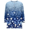 thumbnail image 4 of Jsaierl Womens 3/4 Length Sleeve Tops Plus Size Button Up Crew Neck Shirts Cute Print Petite Blouses Going Out Vacation Tunic Top S-2XL, 4 of 9