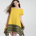 thumbnail image 2 of Mordenmiss Women's Cotton Linen Dress Short Sleeves Irregular Dresses, 2 of 3