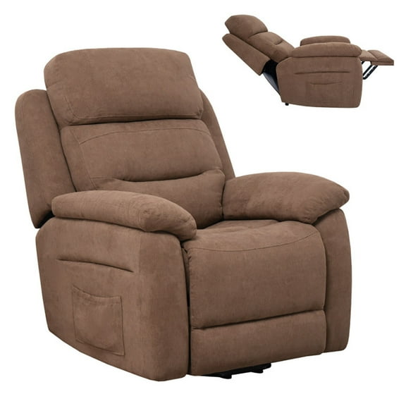 GVN Power Lift Recliner Sofa with Side Pocket and Remote Control-Brown