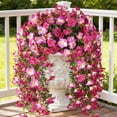 thumbnail image 4 of Twfbrm Artificial Hanging Flowers for Outdoor, 30" Long Realistic Silk Petunias Flowers with Eucalyptus, UV Resistant Look Real Faux Plants Spring Summer Decorations for Porch Patio Balcony Garden, 4 of 7