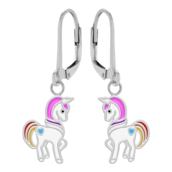 Unicorn Leverback Earrings 925 Sterling Silver