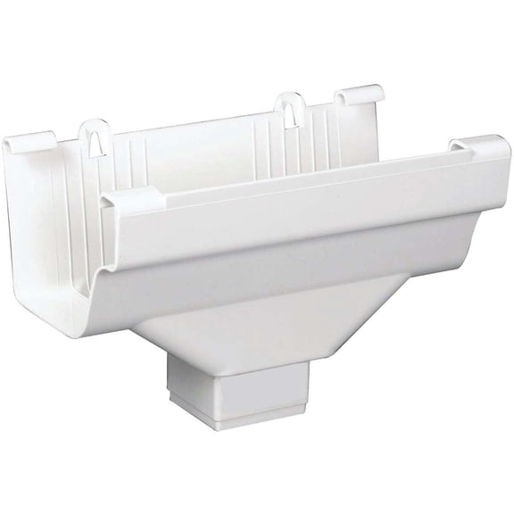 Amerimax Home Products Gutter Drop Outlet - Durable Plastic - 6 in, White