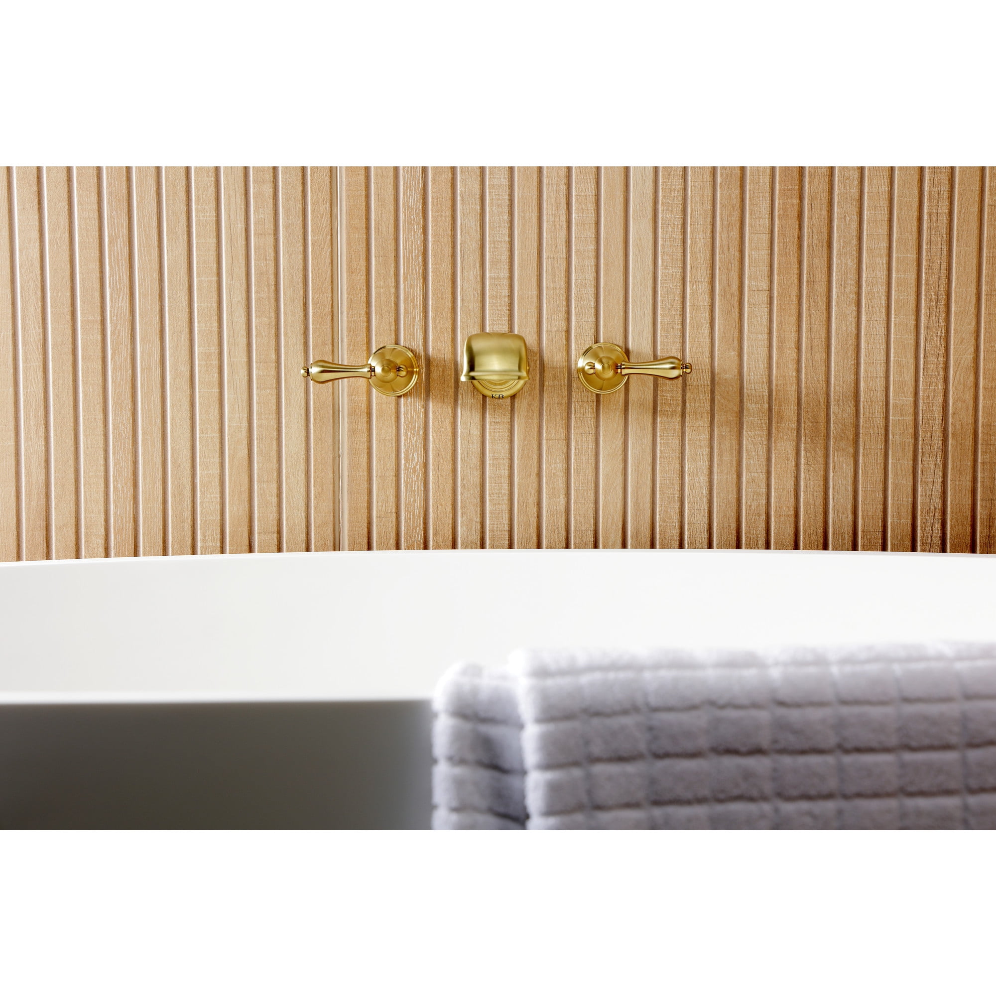 Kingston Brass KS5027AL  Two-Handle Wall Mount Roman Tub Faucet, Brushed Brass