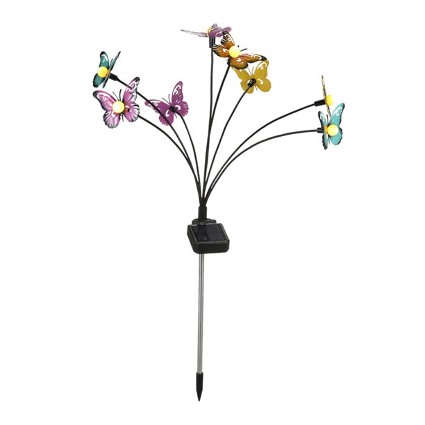 Lámpara de mariposa que se mece con el viento, luces solares LED para jardín, patio y jardín. Luz cálida 8 cabezas