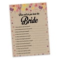 thumbnail image 2 of Inkdotpot 50-PackRustic Kraft FloralHow Well Do You Know The Bride Bridal Shower Bachelorette PartyGameWho Know The Bride Best ActivityCards, 2 of 7