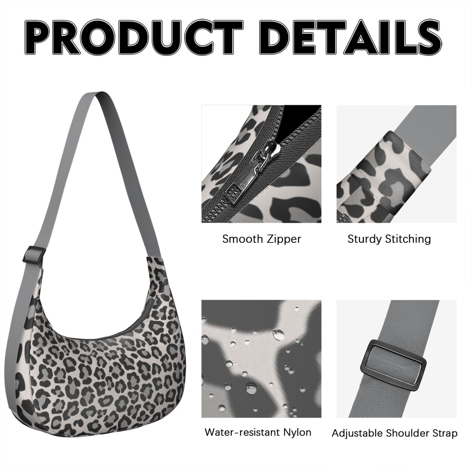 Modern Leopard Print Crossbody Handbag for Women, Fashion Cheetah Pattern Shoulder Tote, Lightweight Water-Resistant Hobo Purse with Unique Glitter Animal Spots Design