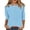 10#Blue, variant on Womens Plaid Striped Crop 3/4 Sleeve Block Tops Shirts 2026 Spring Summer 3/4 Sleevel Casual Shirts