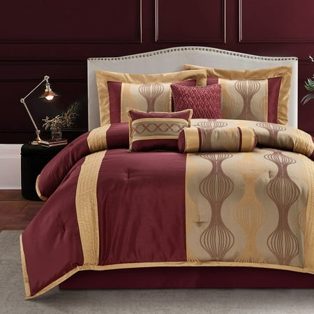 Lanco 7-Piece Elegant Wine Gold Bed in a Bag California King