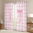 thumbnail image 2 of Manfei Pink Dreamy Bowknot Initial D Blackout Curtains,Classic Grid Geometric Window Curtains Pack of 2 (38x45 Each), 2 of 6