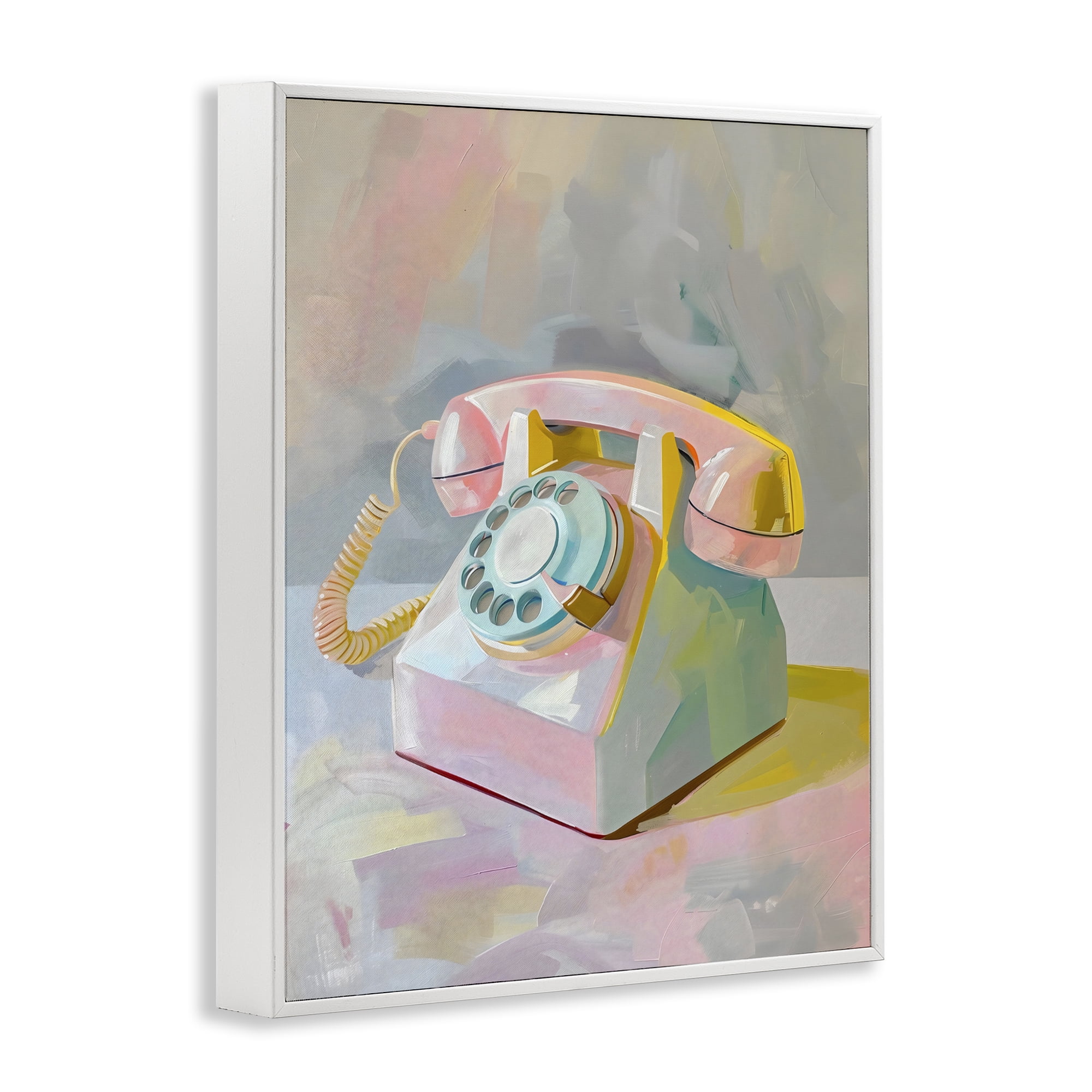Stupell Industries Retro Telephone in Pastels White Framed Giclee Art, design by The Prints Vibe
