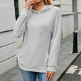 thumbnail image 2 of BXINGOHAI Hoodies for Women Casual Long Sleeve Textured Knit Loose Drawstring Hooded Sweatshirt 2024 Fall Lounge Sweatshirts with Pocket Gray,XL, 2 of 5