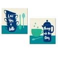 thumbnail image 1 of Lovely Teal, Blue and Tan Sweet Sentiment Inspirational "I Love You A Latte" and "Plunge Into The Day" Coffee Set by Sue Schlabach; Two 12x12in Unframed Paper Posters, 1 of 1