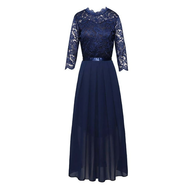 Navy floor shop length gown