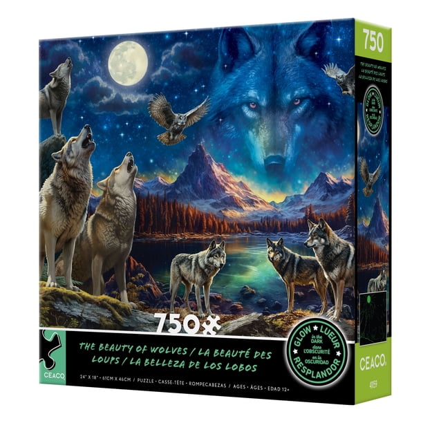 Ceaco The Beauty of Wolves Glow 750 Piece Interlocking Jigsaw