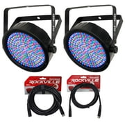 (2) Chauvet SlimPAR 64 RGBA Compact DMX Wash Lights+25 Ft + 10Ft DMX Cables