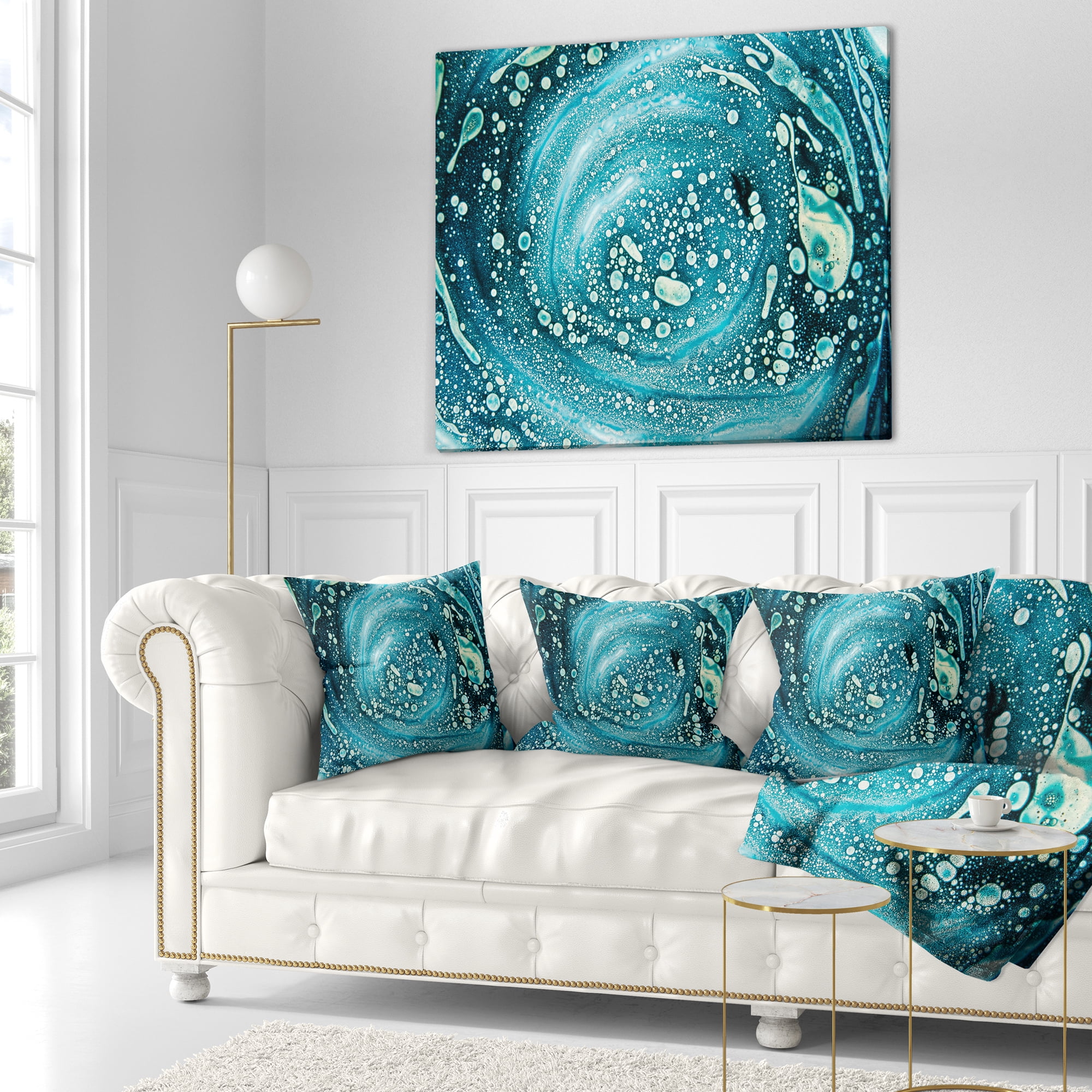 Designart Precious Blue Fabulous Pattern - Abstract Throw Pillow - 18x18