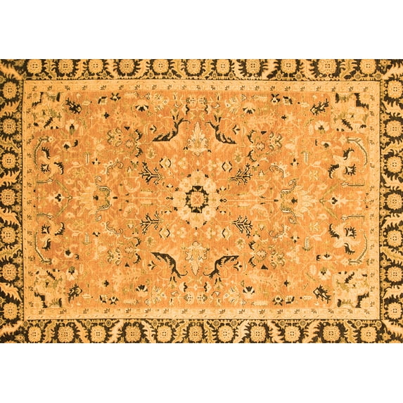 Ahgly Company Indoor Rectangle Oriental Orange Modern Area Rugs, 5' x 7'