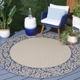 thumbnail image 2 of Safavieh Courtyard Regent Oriental Indoor/Outdoor Area Rug, Natural/Blue, 5'3" x 5'3" Round, 2 of 9