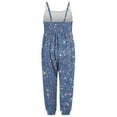 thumbnail image 4 of Odeerbi Toddler Girls Cute Jumpsuit Summer Breathable Overall Pants Kids Boys Fashion Imitation Denim Print Suspenders Romper Blue, 4 of 5