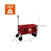 Ozark Trail Hazel Creek Extra Large Wagon with Extended Handle, Red, Outdoor, Camping, Height 50.5 inches
