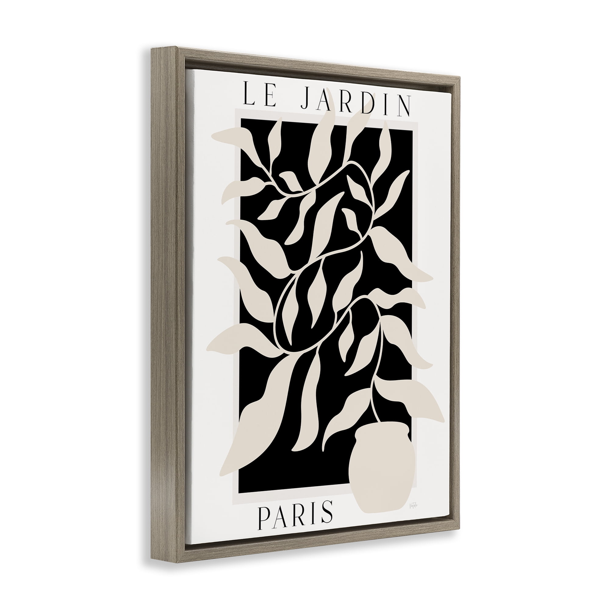 Stupell Industries Le Jardin Paris Botanicals Brown Framed Floater Canvas Wall Art, design by Natalie Carpentieri