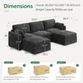 thumbnail image 2 of HONBAY Sectional Sofa with Storage, Chenille Upholstered Modular Couch U Shaped 6-Seat for Living Room, Dark Grey, 2 of 10