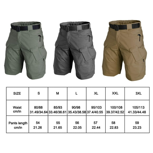 Shorts pour Hommes Vêtements de Sport Équitation Cyclisme Multi-Poches Short Activités Extérieures Froid Pantalon d'Équitation Lavable Réutilisable Plein Air Chasse Pêche Décontracté pour Homme Kaki TG