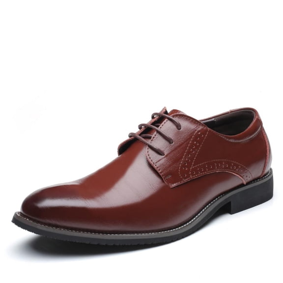 Men's Casual Dress Oxford Shoes Comfortable Anti-slip Classic Retro Leather Derby Loafers Wedding Business Moccasin Brown 10.5 US