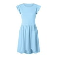 thumbnail image 3 of eczipvz Girls Easter Dress Maxi Summer Short Flutter Sleeve Casual Dress Light Blue,13-14 Years, 3 of 4