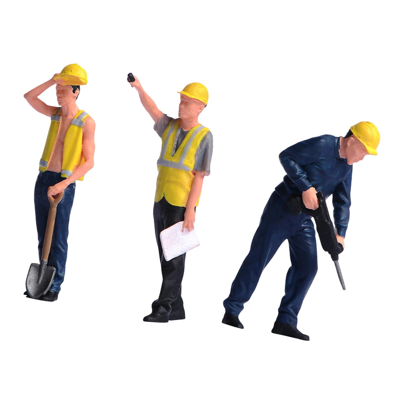 3 Pieces Miniature Figures Model Worker Figurine Resin Hand Painted for Photography Car Decoration Adults Kids