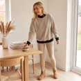 thumbnail image 5 of Striped Mock Neck Sweatshirt For Women Oversized Pullover Tops 2026 Long Sleeve Sweatshirts Soft Ribbed Trim Knit Material Casual Fall Winter Fashion Clothes Vacation, 5 of 5