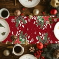 thumbnail image 2 of Christmas Eucalyptus Cotton Linen Table Runner for Dining Kitchen, Xmas Pine Poinsettia Botanical Red Wedding Outdoor Party Tablerunners Decoration, Dresser Scarf Coffee Tablecloth Runners 13"x72", 2 of 9