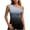 #0003-Dark Blue, variant on Womens One Shoulder Tops Gingham Print Short Sleeve Blouses Casual Slim Fit Lightweight Soft Comfy Daily Wear Shirts Gift
